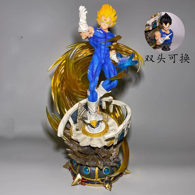 

NEW 45cm Anime Dragon Ball Z Vegeta Figure PVC Super Saiyan Blue Action Figures Collection Model Toys Gifts Double Headed Doll