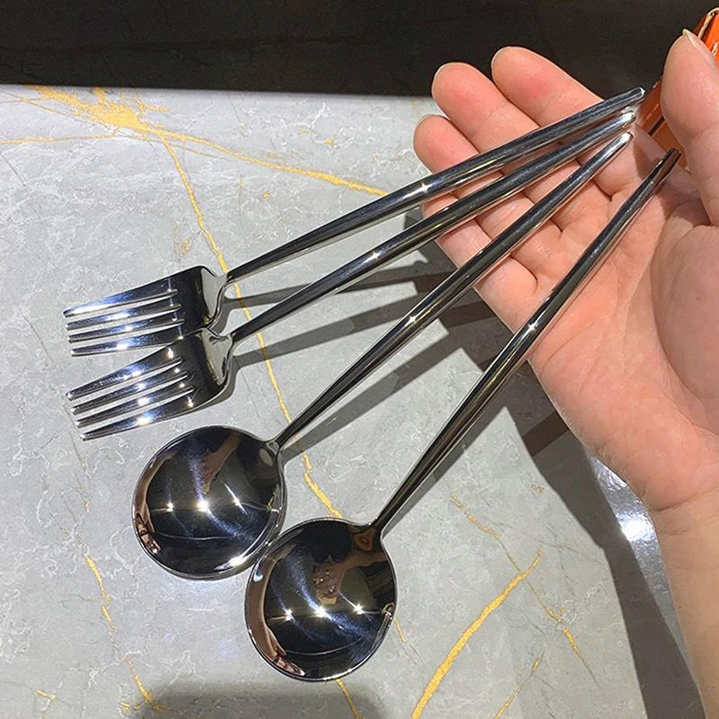 Stainless Steel Round Spoon Fork Long Handle Dessert Soup Spoons Western Cuisine Fork Silver Dinner Tableware Kitchen Gadgets
Stainless Steel Round Spoon Fork Long Handle Dessert Soup Spoons Western Cuisine Fork Silver Dinner Tableware Kitchen Gadgets