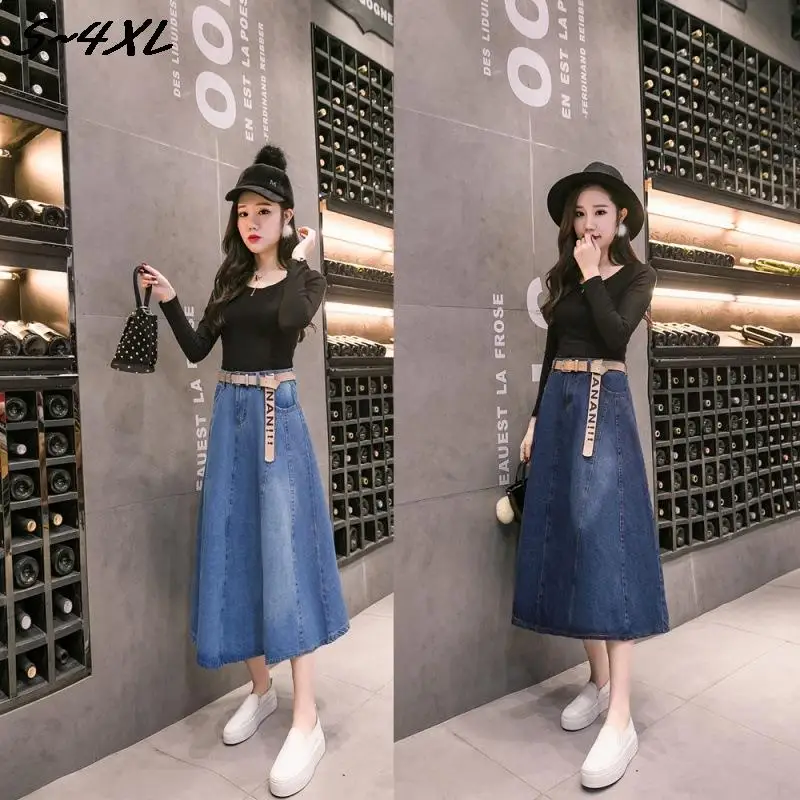 Summer Spring Long Denim Skirts for Women Fashion Big Hem Blue A-Line Denim Skirts Female Korean High Waist Long Skirt S-4XL
Summer Spring Long Denim Skirts for Women Fashion Big Hem Blue A-Line Denim Skirts Female Korean High Waist Long Skirt S-4XL