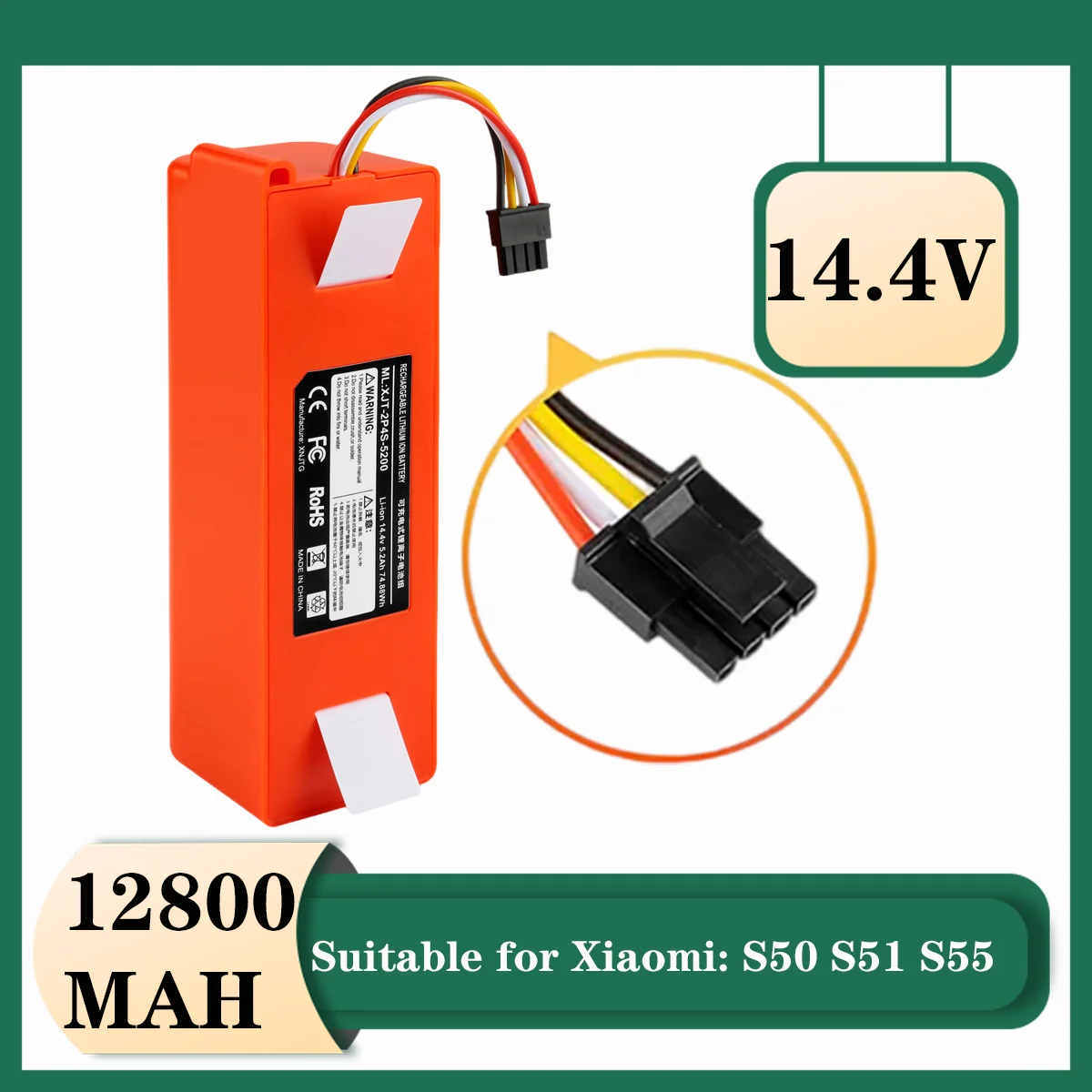 100% NEW 12800mAh 14.4V Li-ion Battery Vacuum Cleaner accessories For Xiaomi Mi Robot Robotics Cleaner Roborock S50 S51 S55
100% NEW 12800mAh 14.4V Li-ion Battery Vacuum Cleaner accessories For Xiaomi Mi Robot Robotics Cleaner Roborock S50 S51 S55