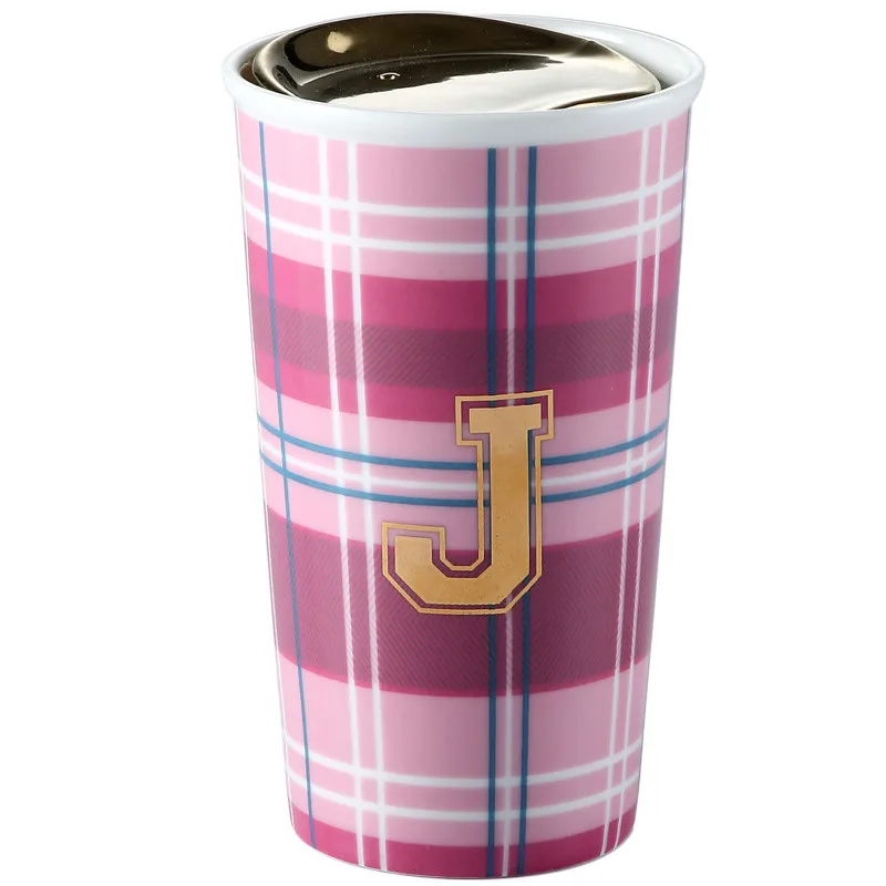 

New Design 350 Mlwholesale Ceramic Letter Coffee Thermos Double Wall Coffee Travel Mug
