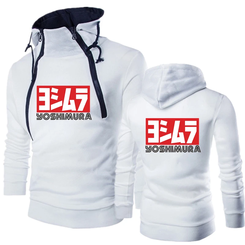 

2023 New Autumn Selling New Yoshimura Brand Print Men Double Zip Hoodie Pure Cotton Solid Color Mens Fashion Popular Hoodie Tops