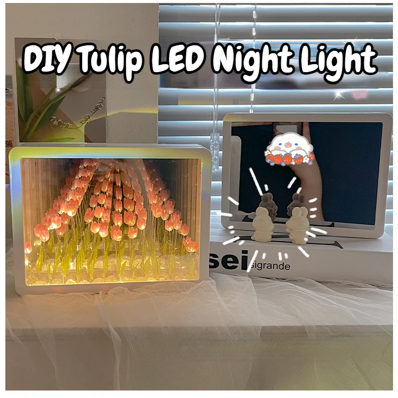 Creative DIY Tulip LED Night Light Bedroom Ornaments Creative Photo Frame Mirror Table Lamps Bedside Handmade Gift for Friends
Creative DIY Tulip LED Night Light Bedroom Ornaments Creative Photo Frame Mirror Table Lamps Bedside Handmade Gift for Friends