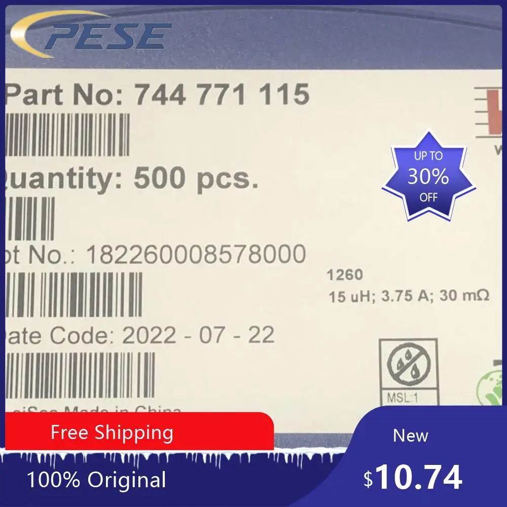 10 шт./лот 744771115 12x12x6 15uH 3.75A WE150 SMD Высокоточный экранированный силовой индуктор
10 шт./лот 744771115 12x12x6 15uH 3.75A WE150 SMD Высокоточный экранированный силовой индуктор