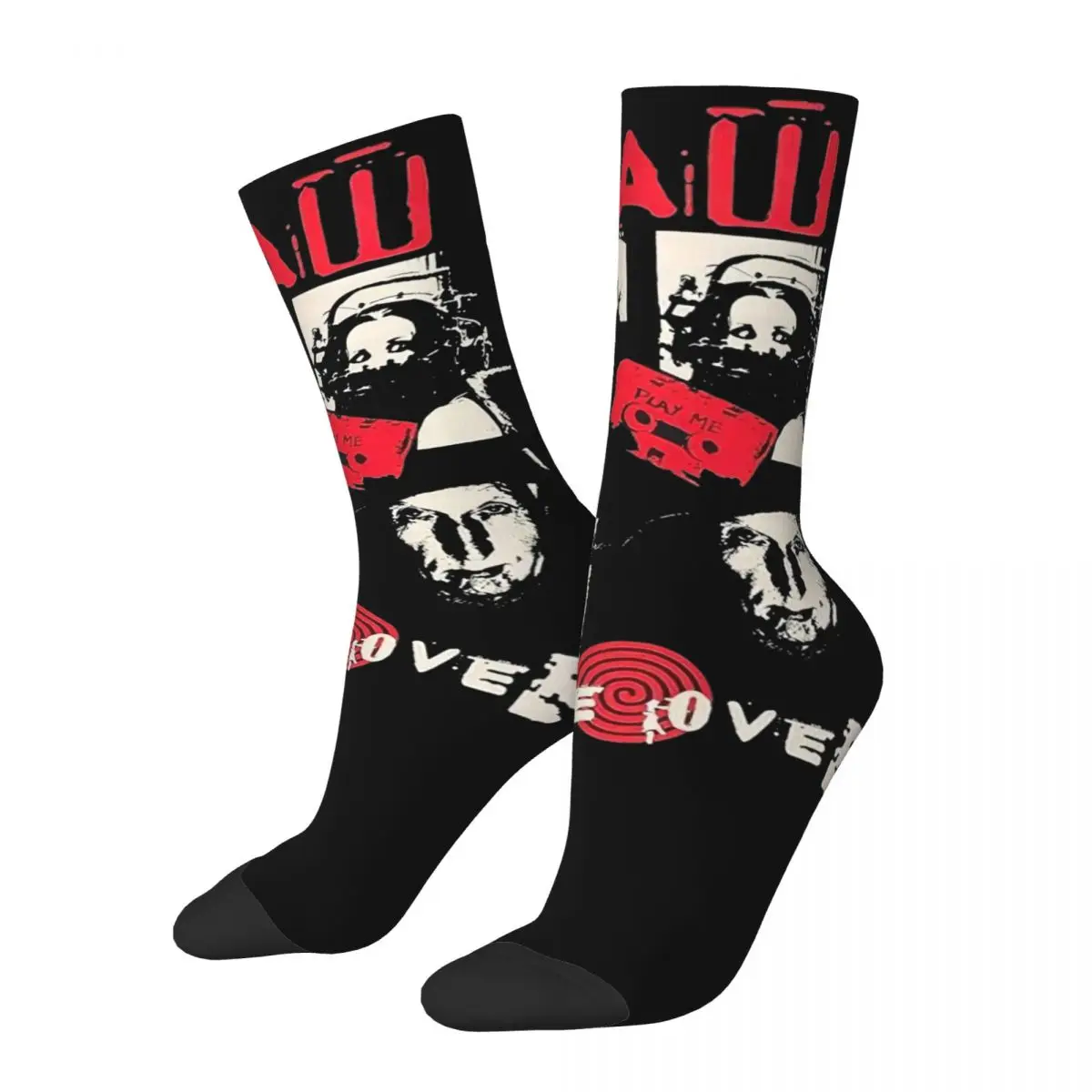 

Vintage Saw Jigsaw Game Over Horror Movie Design Socks Merchandise for Women Flexible Sock
