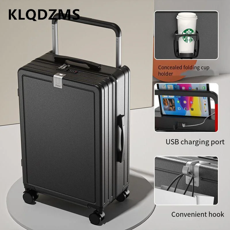 

KLQDZMS 20"22"24"26 Inch Cabin Luggage PC Boarding Case USB Charging Trolley Case Wheeled Travel Bag with Wheels Suitcase