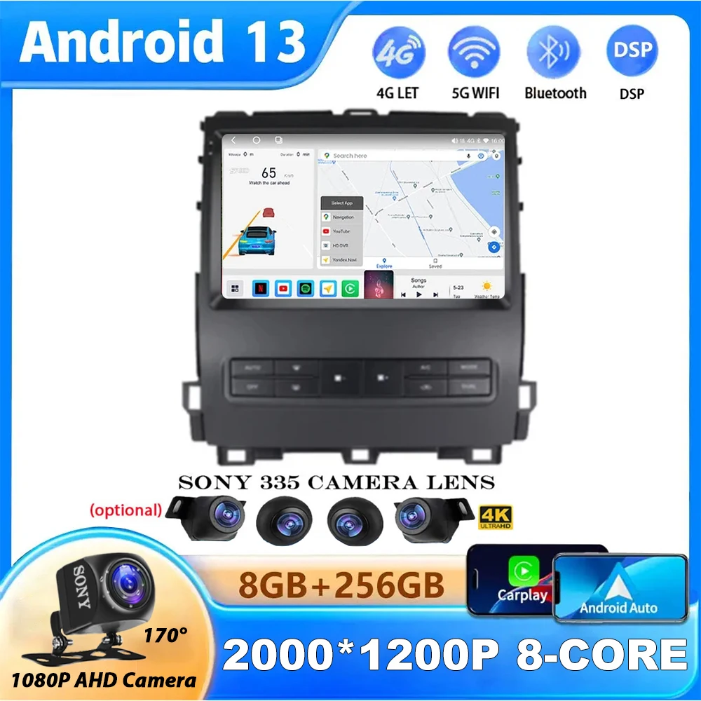 

2K Android 13 Car Radio For Toyota Land Cruiser Prado 120 For Lexus GX470 GX 470 J120 2002 - 2009 Multimedia Video Navi GPS DSP
