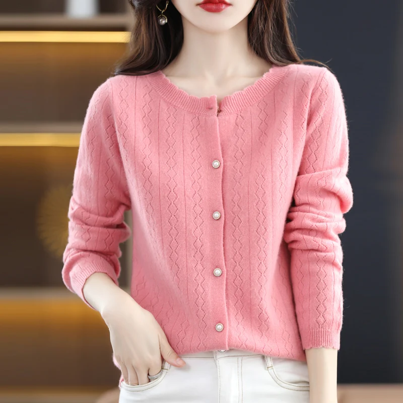 Autumn and winter new 100 pure wool knitting cardigan women's O neck sweater solid color long sleeve jacket cashmere casual top
Autumn and winter new 100 pure wool knitting cardigan women's O neck sweater solid color long sleeve jacket cashmere casual top