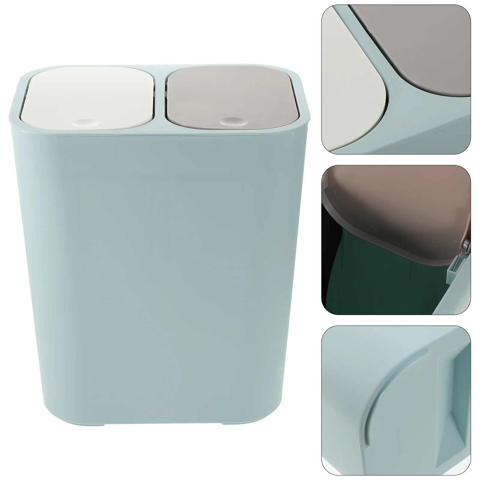 

Sorting Trash Can Small with Lid Garbage Bin Container Dual Bucket Rubbish Pp Barrel Office White Pedal