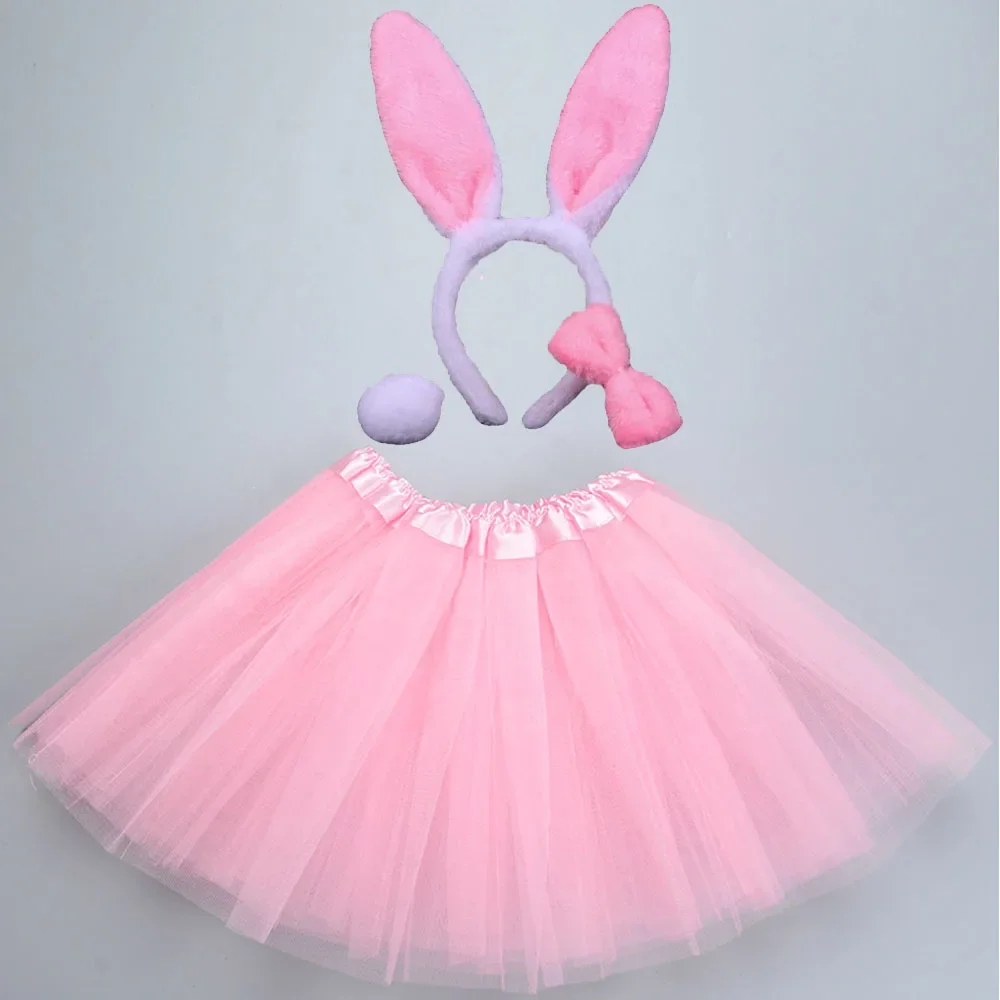 

Girl Rabbit Bunny Dressed Up Headband Tutu Skirt Tail Bow Tie Party Gift Easter Birthday Halloween Costume Cosplay