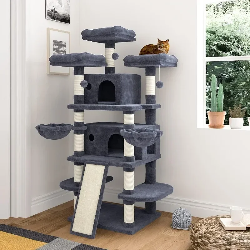 

IMUsee 68 Inches Multi-Level Large Cat Tree Tower with Cat Condo/Cozy Plush Cat Perches/Sisal Scratching Posts