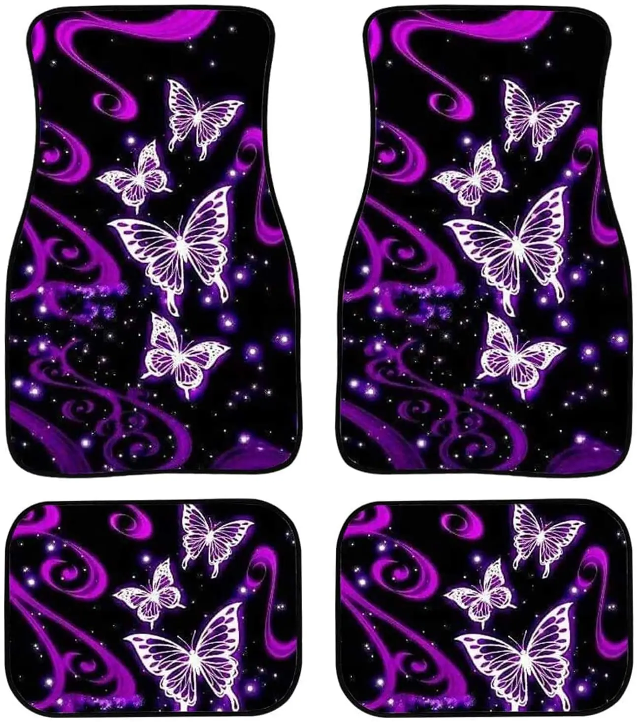 KUILIUPET 4 Pieces Car Rubber Floor Mats, Design Bling Purple White Butterfly Pattern PrintCar Front and Rear Floor Mats, Car Ac
KUILIUPET 4 Pieces Car Rubber Floor Mats, Design Bling Purple White Butterfly Pattern PrintCar Front and Rear Floor Mats, Car Ac