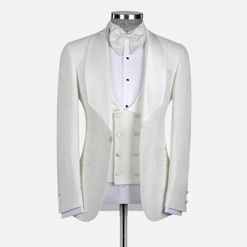 Luxury Men's Suit White Jacquard Weding Groom Tuxedo Slim Fit 3PCS Jacket Blazer Pants Male Prom Party Suits
Luxury Men's Suit White Jacquard Weding Groom Tuxedo Slim Fit 3PCS Jacket Blazer Pants Male Prom Party Suits