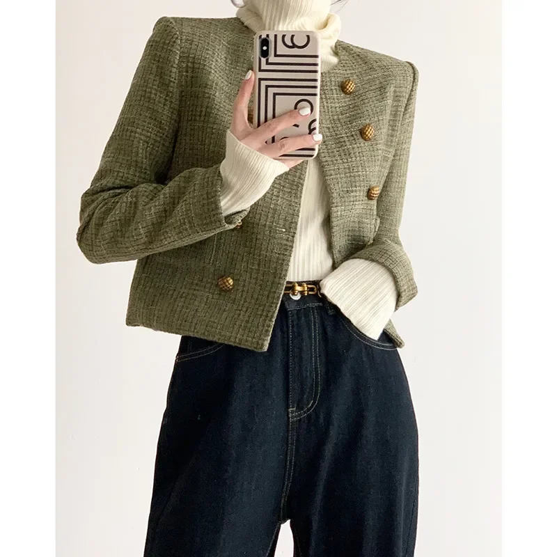 UNXX Autumn Small Fragrance Style Long Sleeve Cropped Blazer Vintage Casual Tweed Check Double-breasted Blazer Woman Clothing
UNXX Autumn Small Fragrance Style Long Sleeve Cropped Blazer Vintage Casual Tweed Check Double-breasted Blazer Woman Clothing