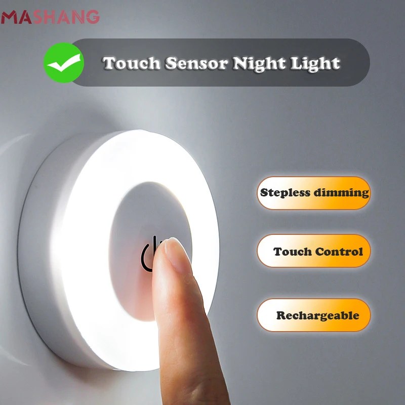 Bedroom Round Led Touch Sensor Lamp Usb Rechargeable Magnetic Base Night Light Stepless Dimming Wall Lamp for Kitchen Cabinet
Bedroom Round Led Touch Sensor Lamp Usb Rechargeable Magnetic Base Night Light Stepless Dimming Wall Lamp for Kitchen Cabinet