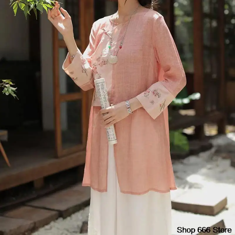 SpringSummer Top Oriental Dress Women China Cheongsam Shirt Chinese Traditional Clothing Linen Shirt Oriental Female Qipao Hanfu
SpringSummer Top Oriental Dress Women China Cheongsam Shirt Chinese Traditional Clothing Linen Shirt Oriental Female Qipao Hanfu