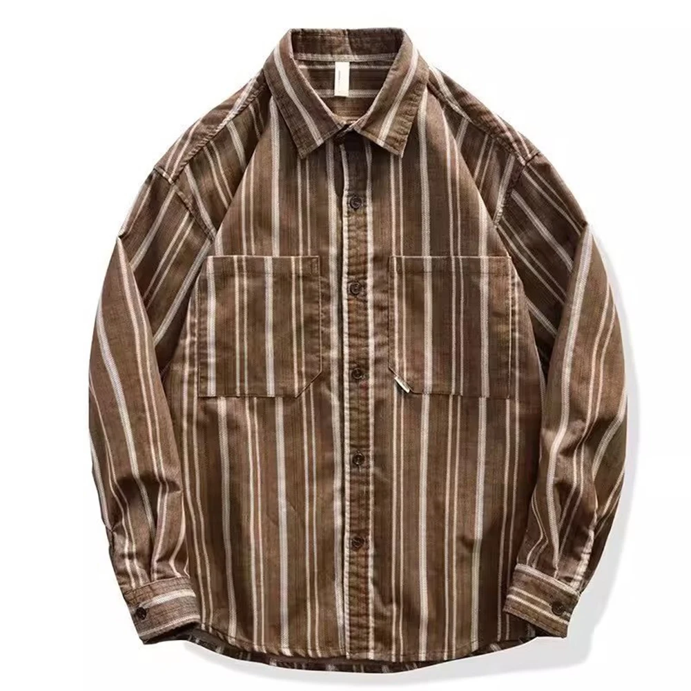 Fashion Men's Shirts Corduroy Striped Long Sleeve Pockets Single Breasted Casual Streetwear Shirt Coat Tops Man Clothing
Fashion Men's Shirts Corduroy Striped Long Sleeve Pockets Single Breasted Casual Streetwear Shirt Coat Tops Man Clothing