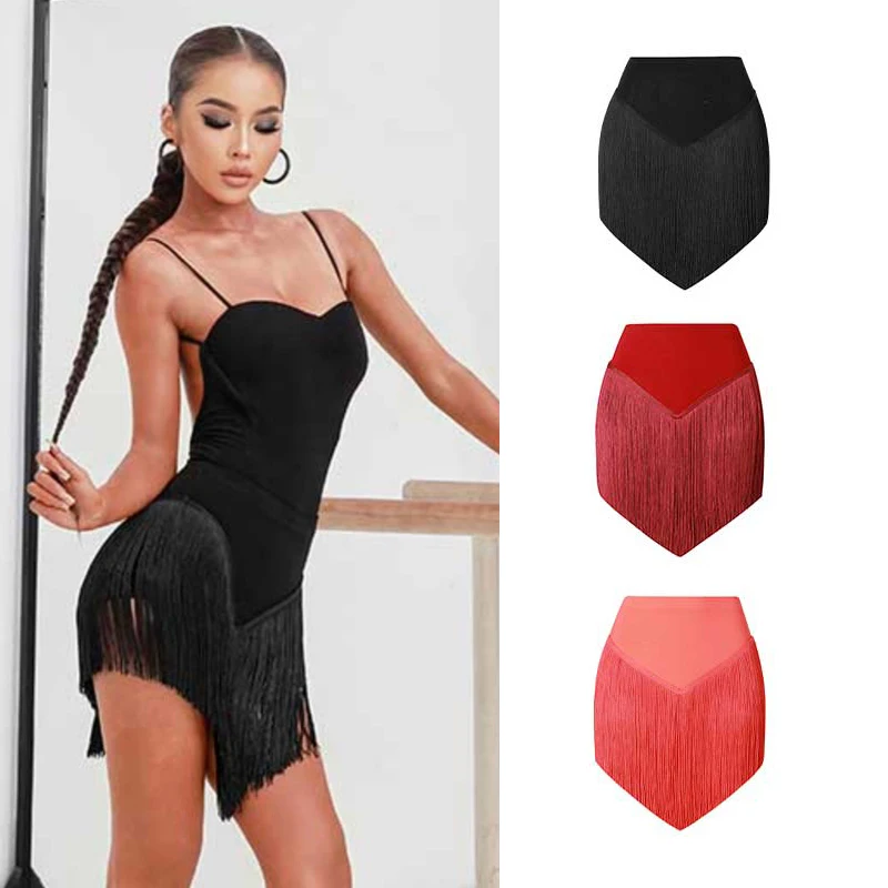 

2022 New Latin Dance Skirt Women Sexy Tassels Irregular Fringe Skirts Practice Wear Samba Salsa Performance Dance Dress DNV