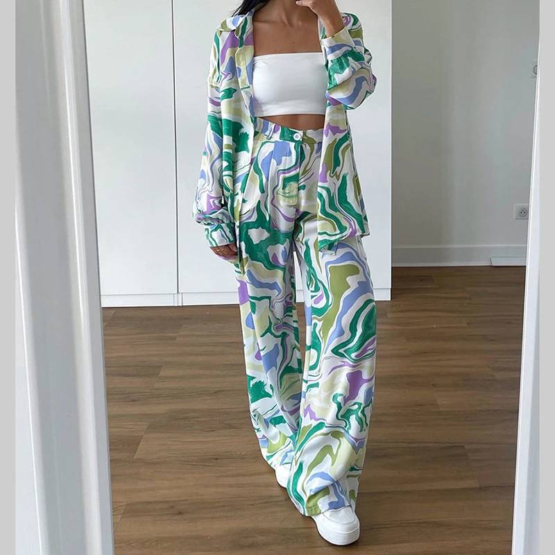 PASSIONNÉ Print Two Piece Set Lapel Long Sleeve Single-breasted Loose Blouse High Waist Wide-leg Pants Female 2023 Fashion New
PASSIONNÉ Print Two Piece Set Lapel Long Sleeve Single-breasted Loose Blouse High Waist Wide-leg Pants Female 2023 Fashion New