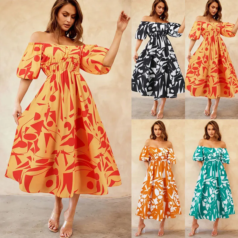 Sexy One Shoulder Puff Sleeve Printing Contrasting Colors 2024 Summer Fashion Women Casual Temperament Bohemia Corset Dress
Sexy One Shoulder Puff Sleeve Printing Contrasting Colors 2024 Summer Fashion Women Casual Temperament Bohemia Corset Dress