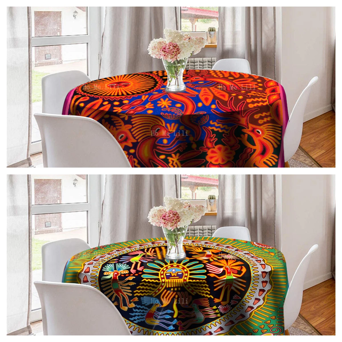 

Colorful Retro Mexican Folk Psychedelic Artwork Round Tablecloth By Ho Me Lili For Tabletop Decor