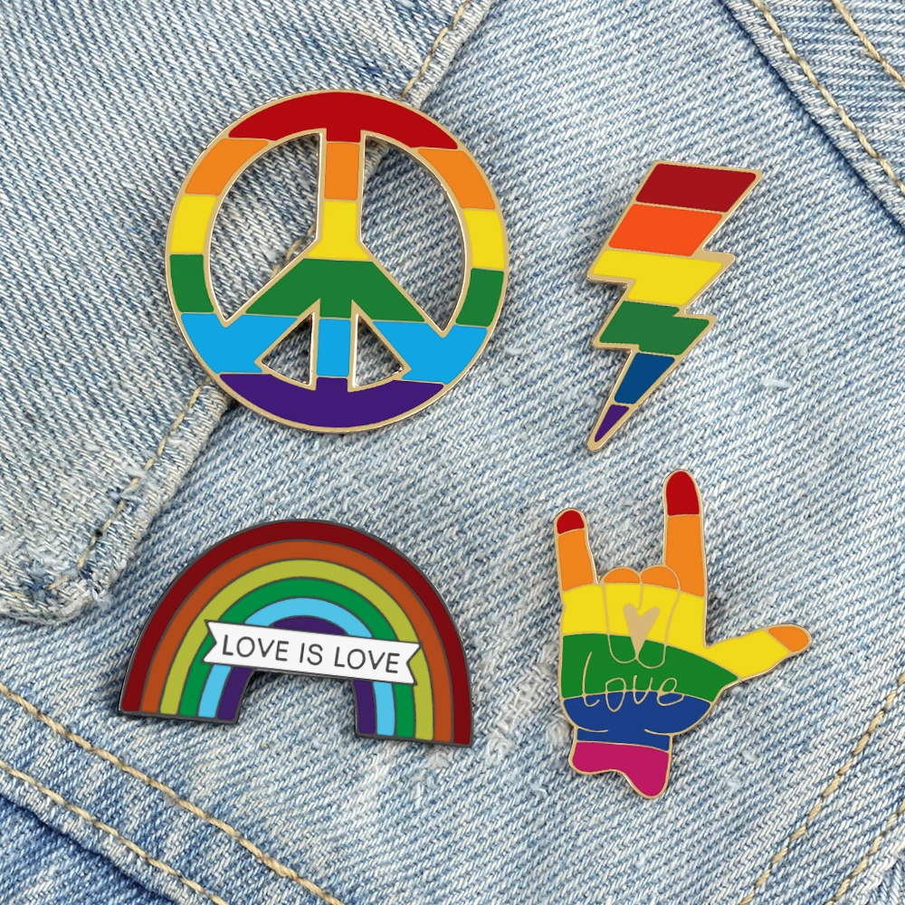 Rainbow Flag Peace Enamel Pin Lgbt Pride Gay Lesbian Bisexual Queer