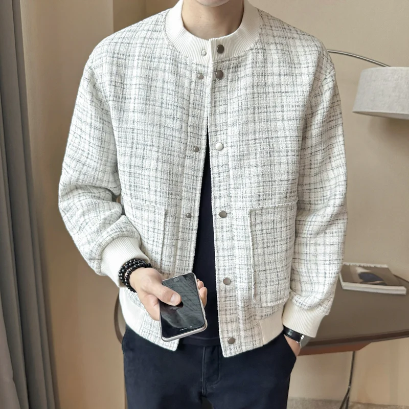 Jackets For Men Korean Luxury Clothing Round Collar Long Sleeve Men's Casual Jacket Single Breasted Slim Fit Coats Black/White
Jackets For Men Korean Luxury Clothing Round Collar Long Sleeve Men's Casual Jacket Single Breasted Slim Fit Coats Black/White
