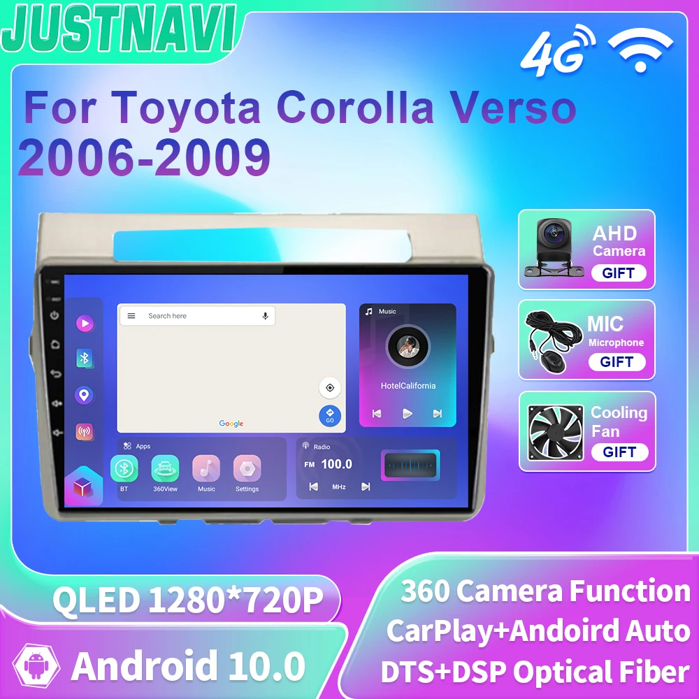 

JUSTNAVI QLED For Toyota Corolla Verso 2006-2009 Android 10 Car Radio Multimedia Video 4G WIFI Carplay DSP Player GPS Navigation
