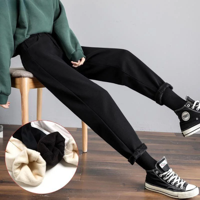 Trousers Denim Thickening Warm Warm Korean Velvet Jeans Women High Waist Harlan Pencil Pants Loose Straight
Trousers Denim Thickening Warm Warm Korean Velvet Jeans Women High Waist Harlan Pencil Pants Loose Straight