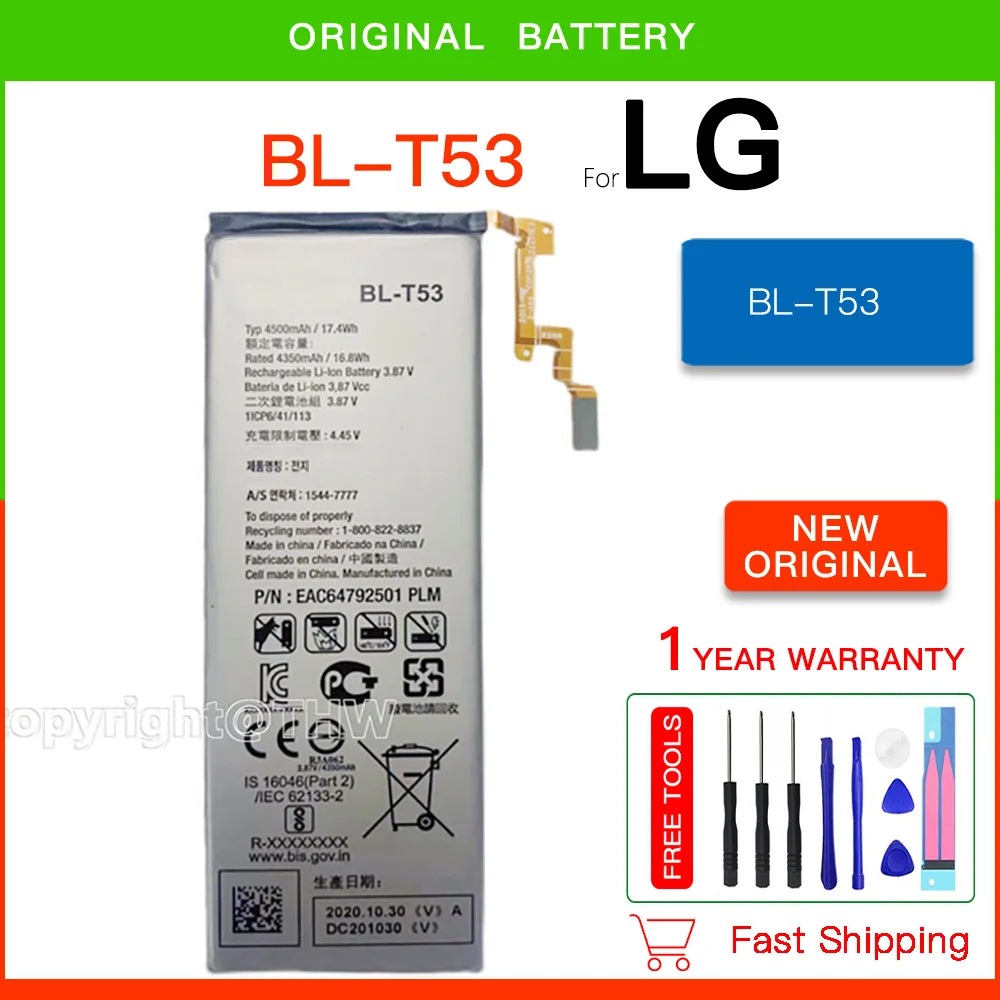 

Original Replacement Battery BL-T53 4500mAh Battery ForLG BL T53 BL T53 Mobile phone Batteries+Free Tools +Track code