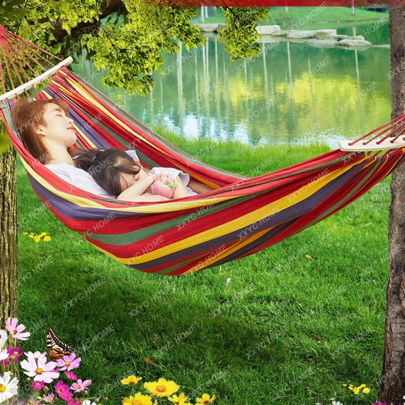 

Hammock Canvas Outdoor Swing Outdoor Anti-Rollover Adult Double Glider Dormitory Indoor Camping Picnic
