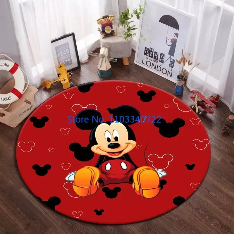 

Mickey Minnie Round Carpet Anime Rug Round Carpet 120cm Crawling Game Non-slip Play Floor Mat for Kids Bedroom Living Room Decor