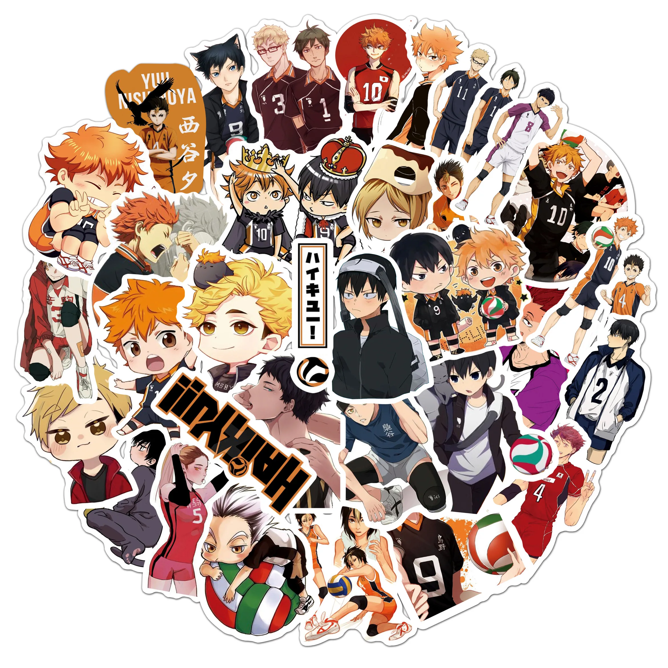 

10/30/50Pcs Japan Anime Haikyuu Stickers Cool Cartoon DIY Laptop Bike Diary Car Notebook Scrapbook Decoration Decals for Kid Toy