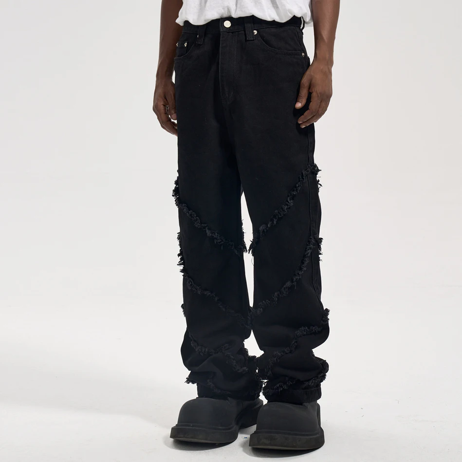 High Street Black Spiral Raw Edge Skinny Micro Flared Jeans RO Dark Casual Washed Horn Jeans for Men Hip Hop Slim Denim Pants
High Street Black Spiral Raw Edge Skinny Micro Flared Jeans RO Dark Casual Washed Horn Jeans for Men Hip Hop Slim Denim Pants