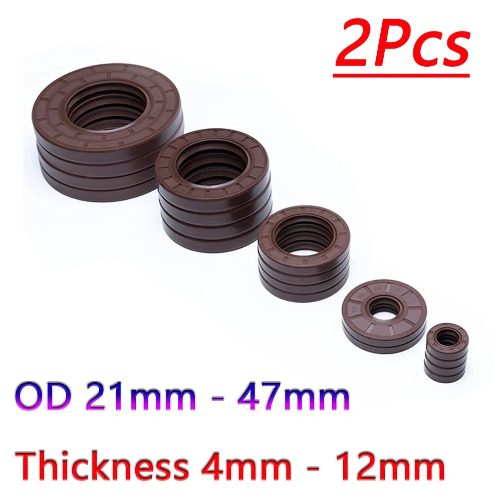 

2Pc Inner Dia 15mm - 19mm Fluorocarbon TC Frame Oil Seal OD 21mm - 47mm Thickness 4mm - 12mm High Temperature Resistant Seals