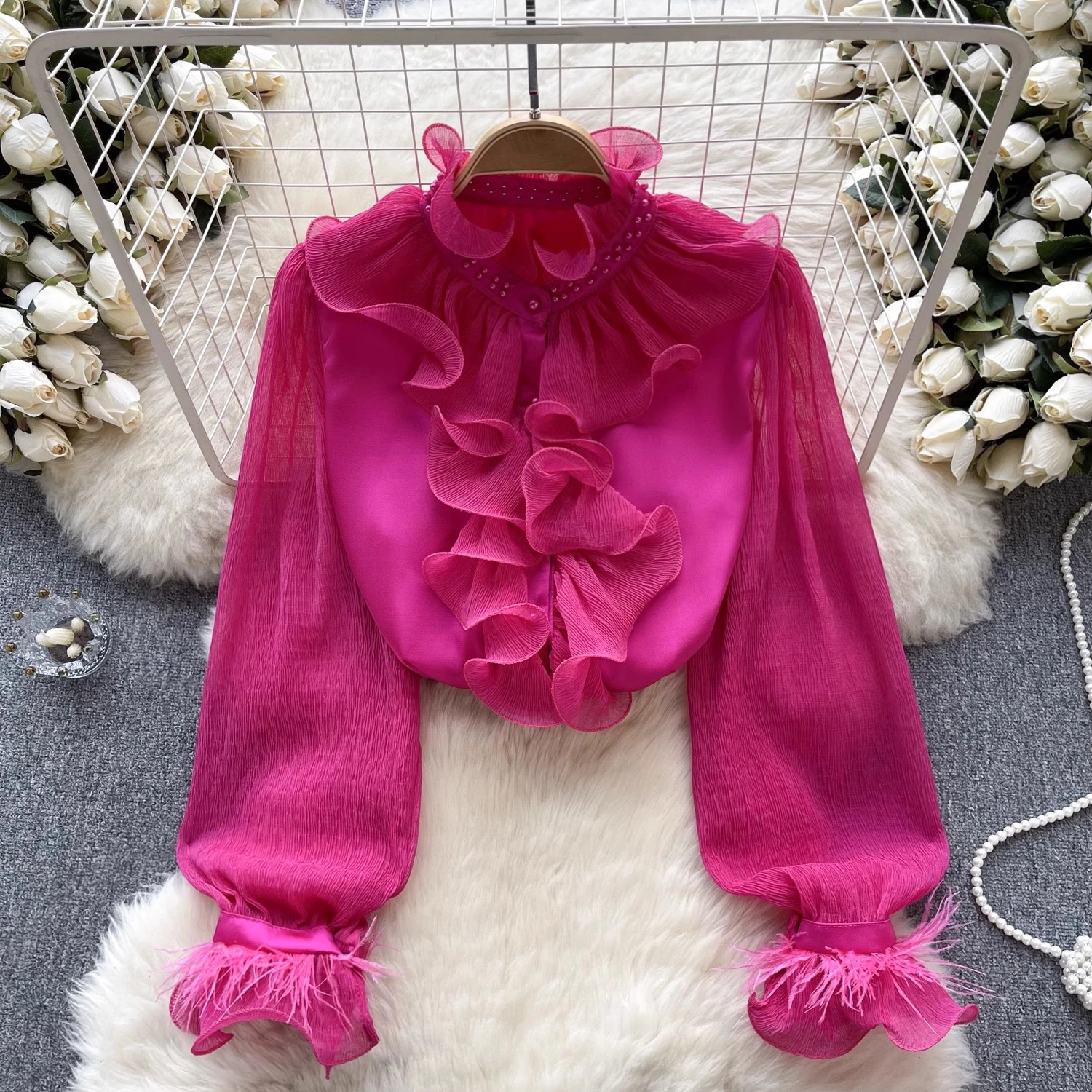 Clothland Women Sweet Chiffon Ruffled Blouse Feather Flare Sleeve Candy Color Shirt Cute Office Wear Chic Tops Blusa LB072
Clothland Women Sweet Chiffon Ruffled Blouse Feather Flare Sleeve Candy Color Shirt Cute Office Wear Chic Tops Blusa LB072