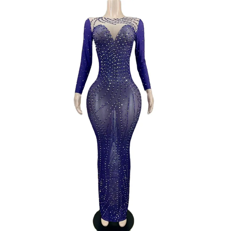 Rhinestone Sexy Mesh Transparent Long Dress Evening Birthday Singer Show Costume
Rhinestone Sexy Mesh Transparent Long Dress Evening Birthday Singer Show Costume