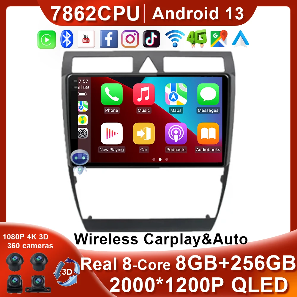 TS10/FYT 7862 8+256G For Audi A6 C5 1997 - 2004 S6 1999-2004 RS6 2002 - 2006 GPS IPS 1280*720P Auto Carplay BT Rear No DVD 2 Din
TS10/FYT 7862 8+256G For Audi A6 C5 1997 - 2004 S6 1999-2004 RS6 2002 - 2006 GPS IPS 1280*720P Auto Carplay BT Rear No DVD 2 Din