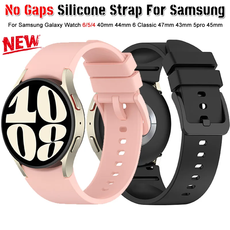 

Ремешок силиконовый для Samsung Galaxy Watch 6 Classic, спортивный браслет без зазоров для наручных часов, 43 мм 47 мм 4/5/6 44 мм 40 мм, 5Pro 45 мм
