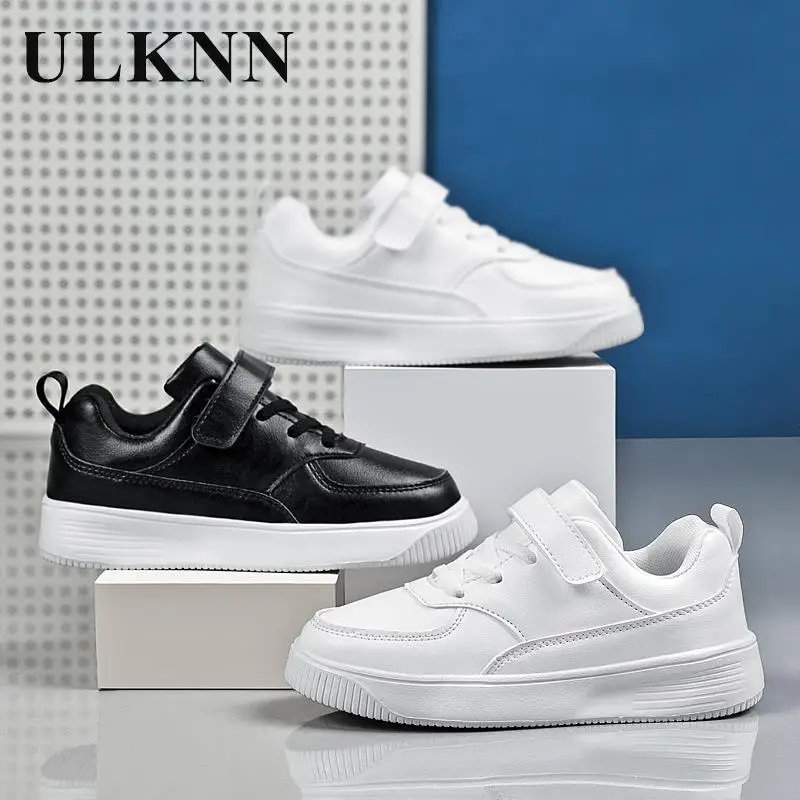 

Kid's Waterproof Casual Shoes Boy And Girl's White School Shoes New Students Flats Senakers Children's Black Leather Sports