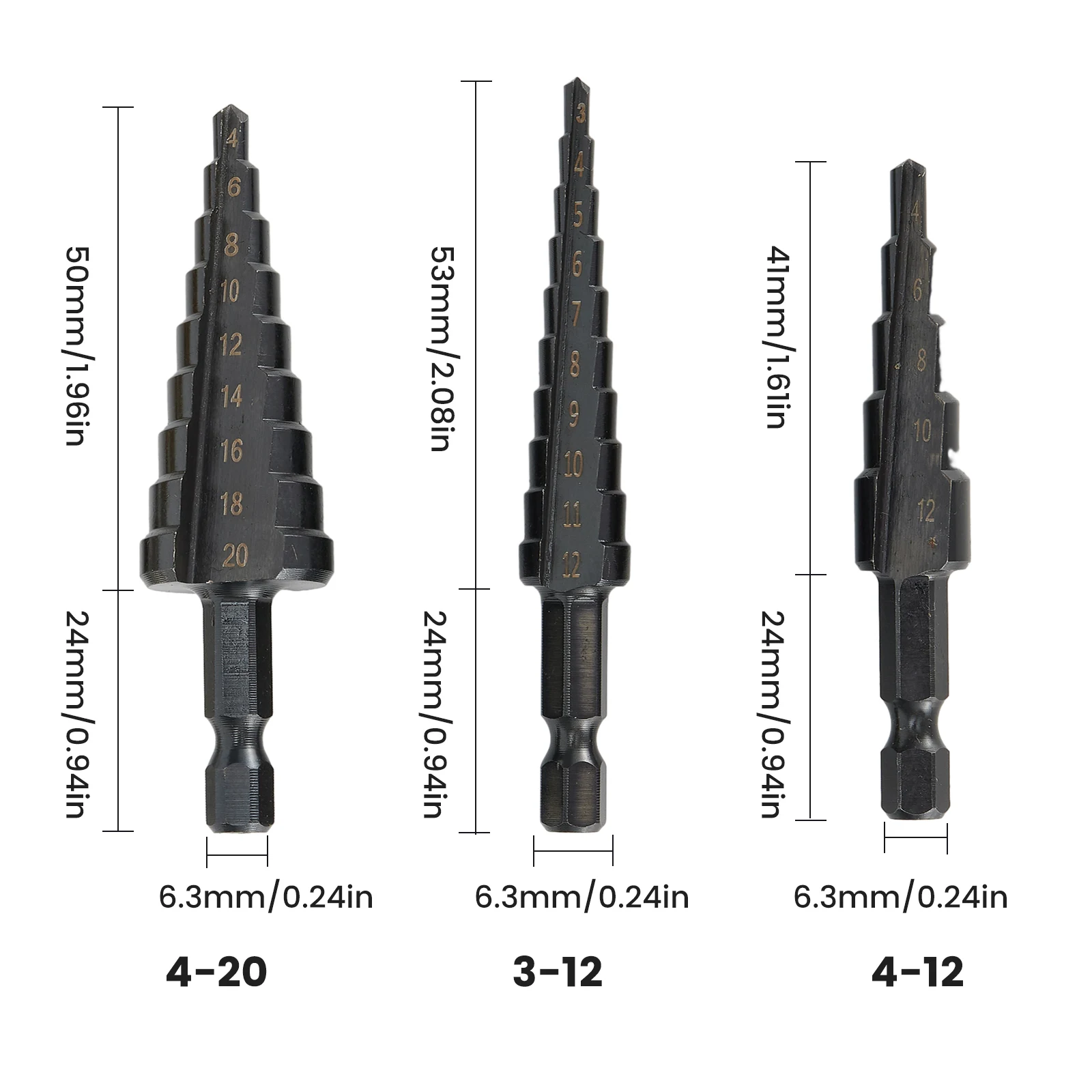 Hole Cutter Core Bit Drill Bit Step Drill Bits 3-12mm 4-12mm 4-20mm Nitrogen Coated For Wood Metal Drilling Tools
Hole Cutter Core Bit Drill Bit Step Drill Bits 3-12mm 4-12mm 4-20mm Nitrogen Coated For Wood Metal Drilling Tools