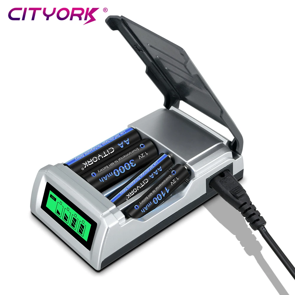 CITYORK LCD Smart Battery Charger For 1-4pcs 1.2V AAA AA NIMH Rechargeable Batteries 1.2V 2A 3A Battery Charger Fast Charger
CITYORK LCD Smart Battery Charger For 1-4pcs 1.2V AAA AA NIMH Rechargeable Batteries 1.2V 2A 3A Battery Charger Fast Charger