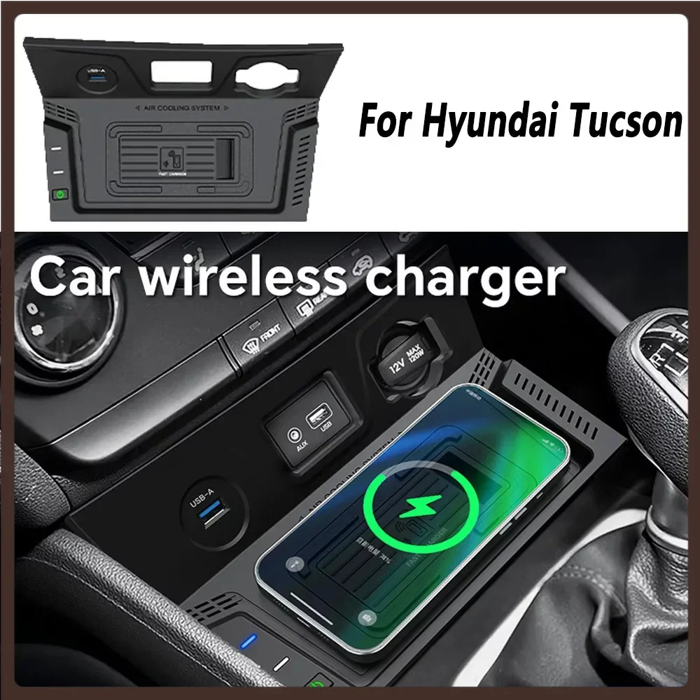 

Car Wireless Charger For Hyundai Tucson 2016 2017 Fast Charging Pad Phone Holder charge usb Plug and Play Central Control