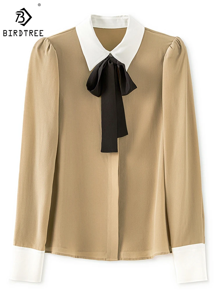 Birdtree 100%Mulberry Silk Simple Shirt Crepe De Chine Women Polo Neck Long Sleeve Retro Versatile Commute Blouse Fall T3N229QD
Birdtree 100%Mulberry Silk Simple Shirt Crepe De Chine Women Polo Neck Long Sleeve Retro Versatile Commute Blouse Fall T3N229QD