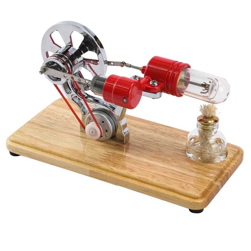 

Replacement Stirling Engine Kit Electricity Generator Hot Air Motor Model Generator Model With LED Light Flywheel Wooden Base
