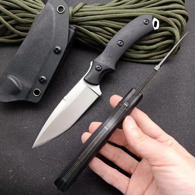

Походный нож с прямым лезвием D2 стальной охотничий нож с фиксированным лезвием, Универсальный Карманный инструмент для выживания, ножи для повседневного использования с футляром, рукоятка G10
