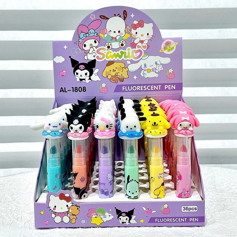 

36 pcs/lot Sanrio Kawaii Animal 6 Colors Highlighter Pen Cute Drawing Marker Pens Fluorescent Pen Office School Supplies