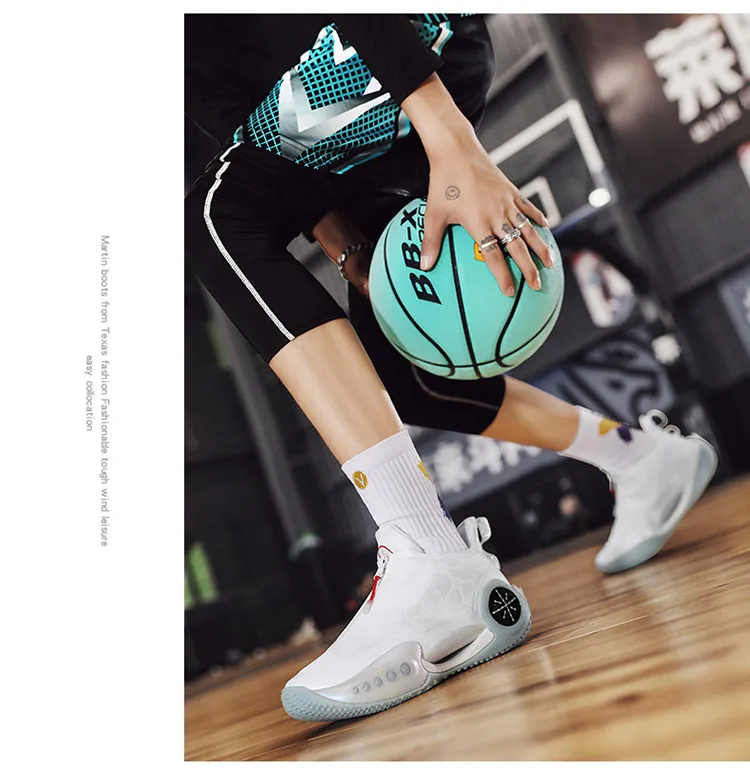 Novas botas de basquete masculino esportes ao ar livre amortecimento anti-deslizamento tênis de basquete respirável Novas botas de basquete masculino esportes ao ar livre amortecimento anti-deslizamento tênis de basquete respirável