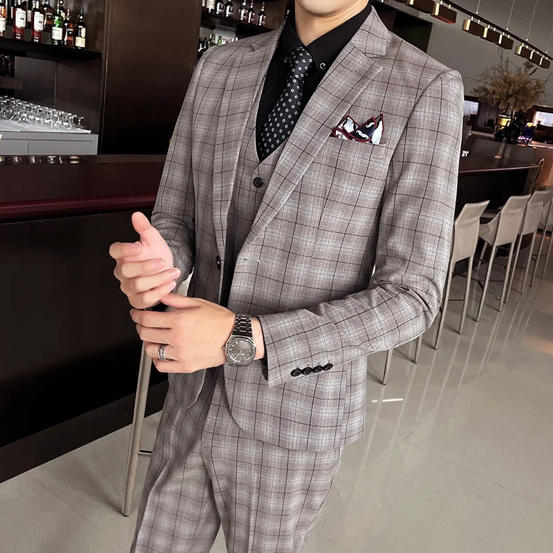 2023 Fashion New Men Casual Boutique Business Plaid Slim Suit 3 Pcs Set / Male Fit Dress Blazers Jacket Coat Trousers Pants Vest
2023 Fashion New Men Casual Boutique Business Plaid Slim Suit 3 Pcs Set / Male Fit Dress Blazers Jacket Coat Trousers Pants Vest