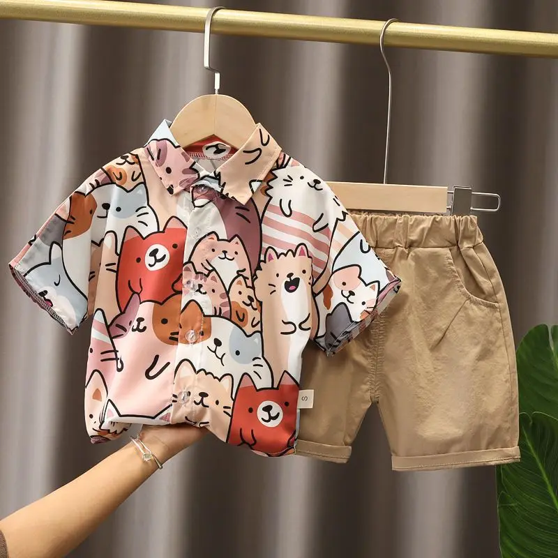 Boys Clothing Summer New Trend Lapel Short Sleeve Fashion Casual Cartoon Pattern Printed Loose Korean Version Shirt Two Pieces
Boys Clothing Summer New Trend Lapel Short Sleeve Fashion Casual Cartoon Pattern Printed Loose Korean Version Shirt Two Pieces